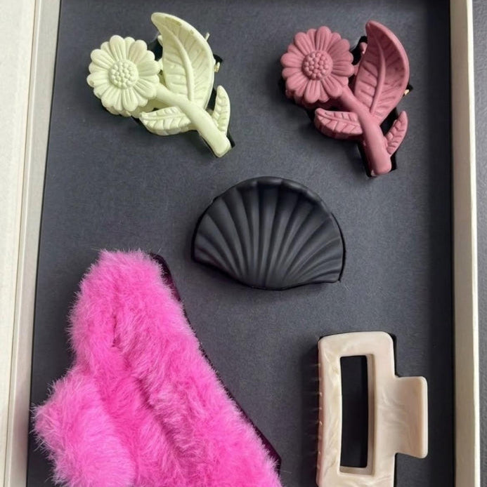 Cute & Stylish Hair Claw Clips – Floral, Shell & Fluffy Designs
