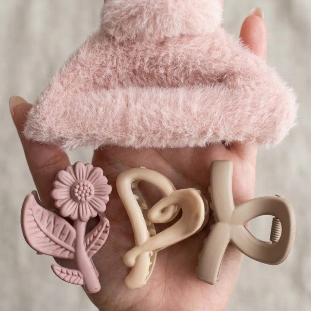 Fuzzy Hair Claw Clip  Set