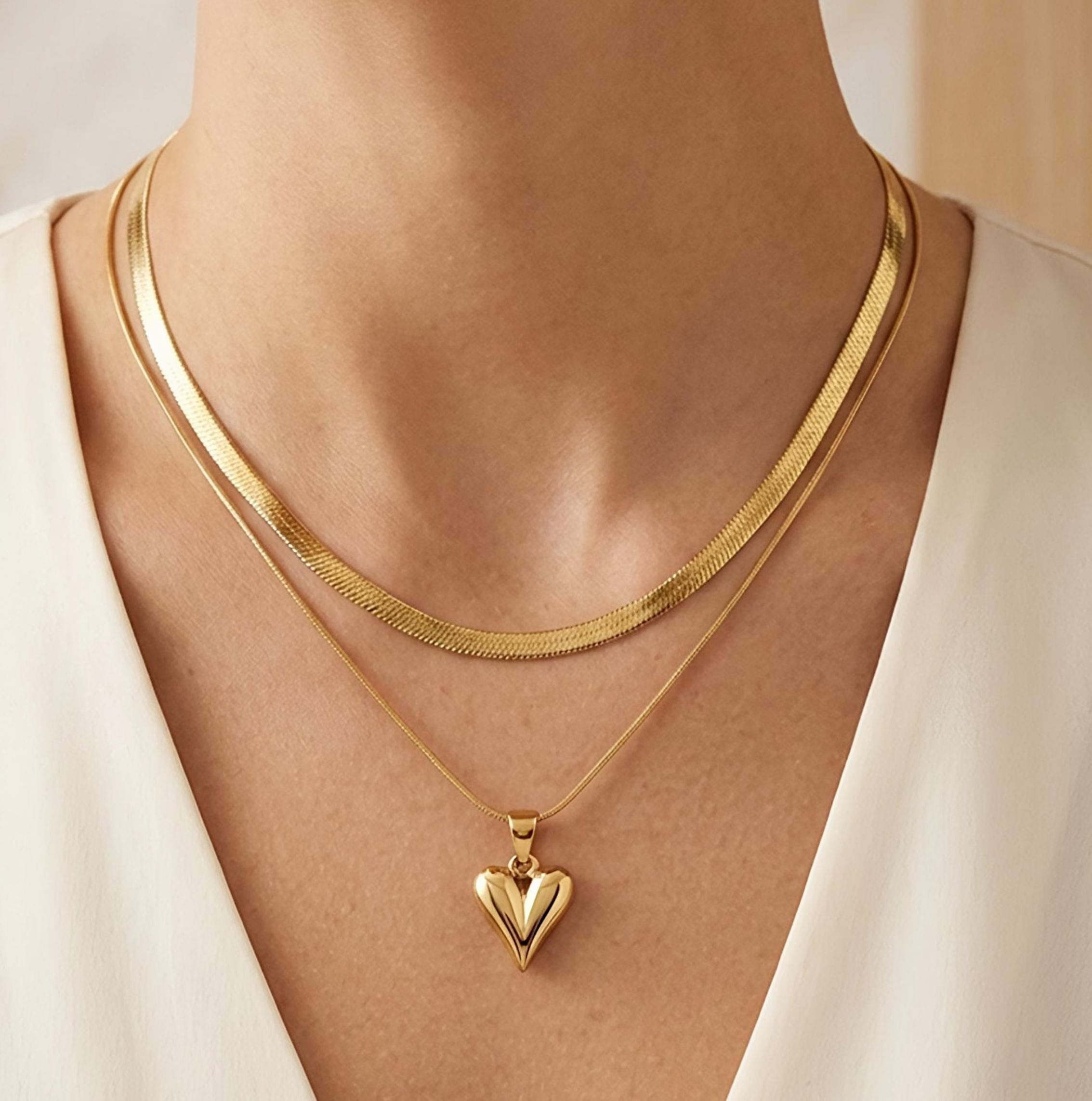 Chunky Double Layered Heart
Necklace