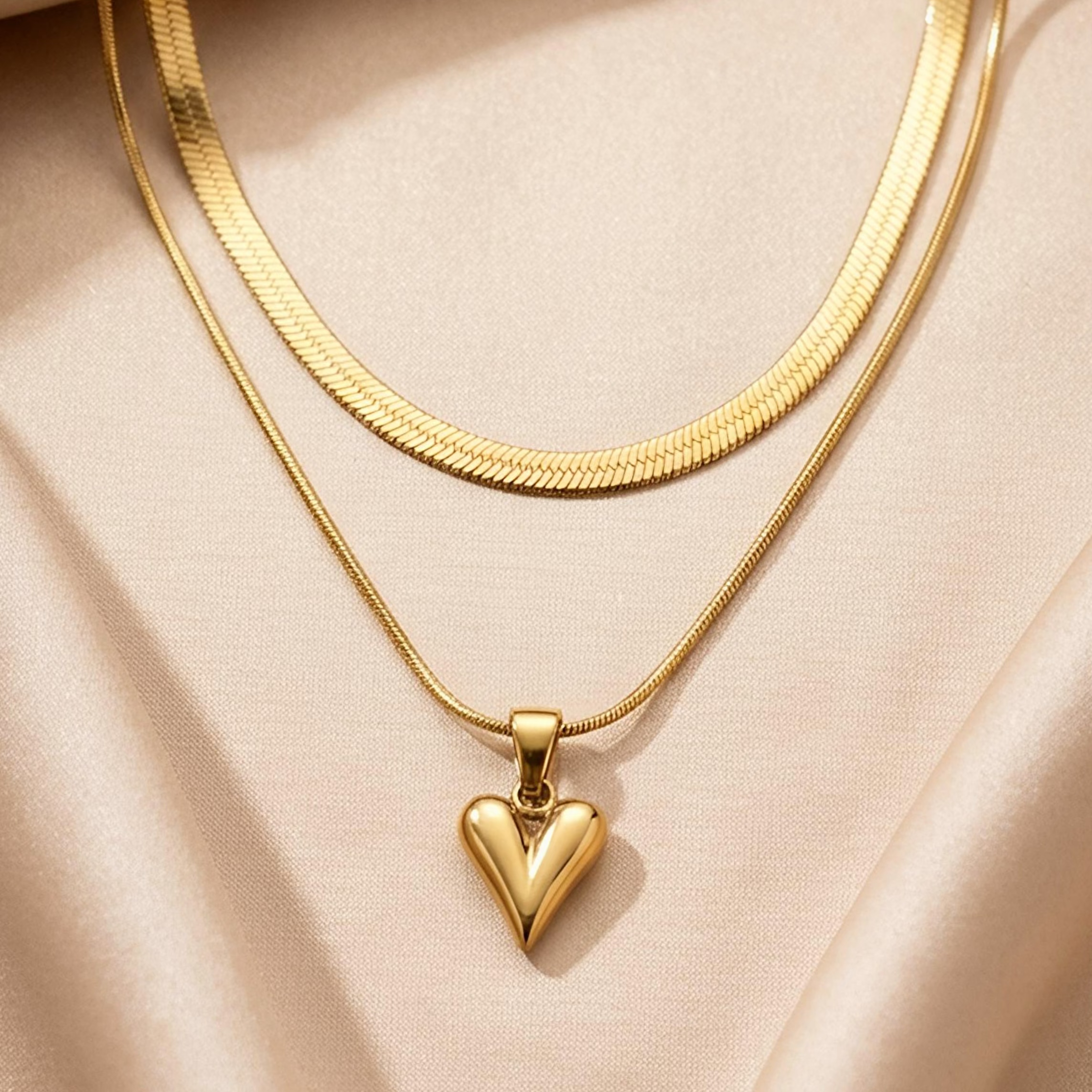 Chunky Double Layered Heart
Necklace
