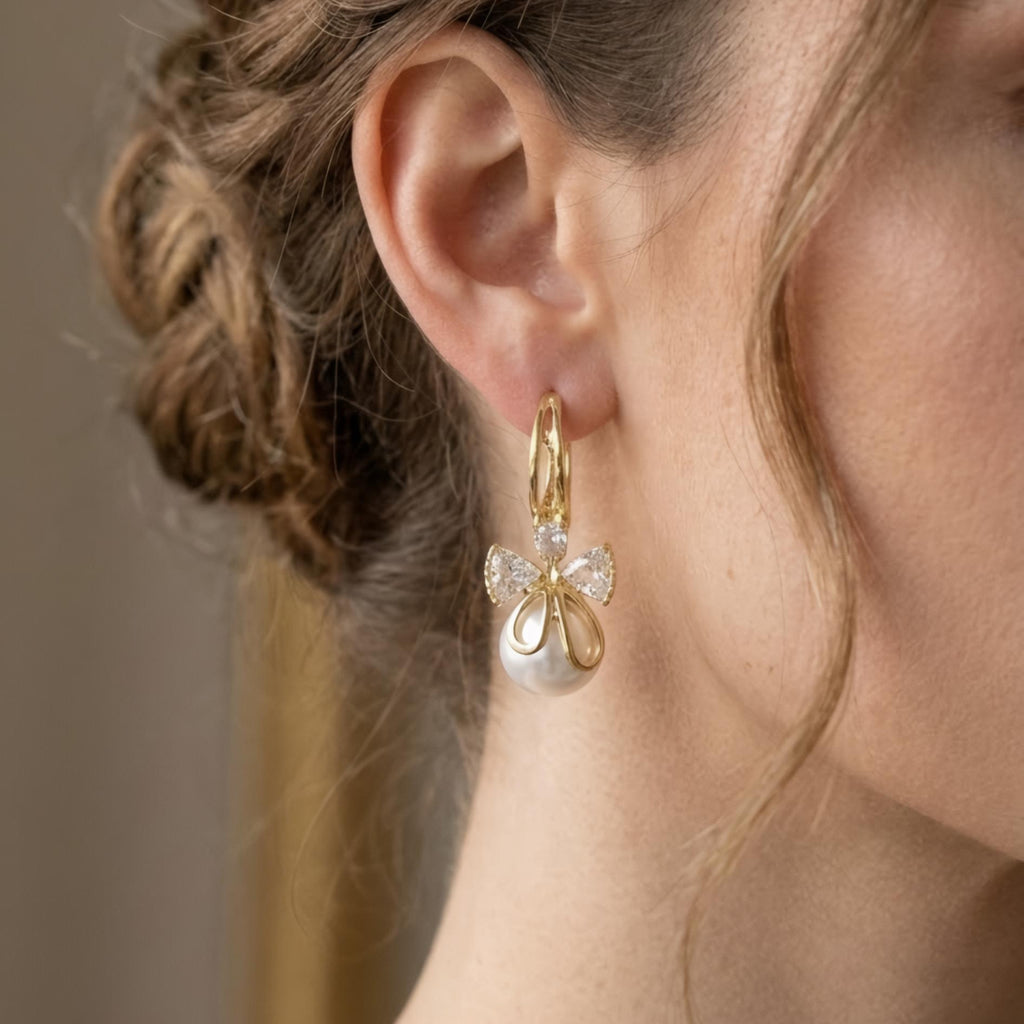 Coquette Pearl Bow Earrings