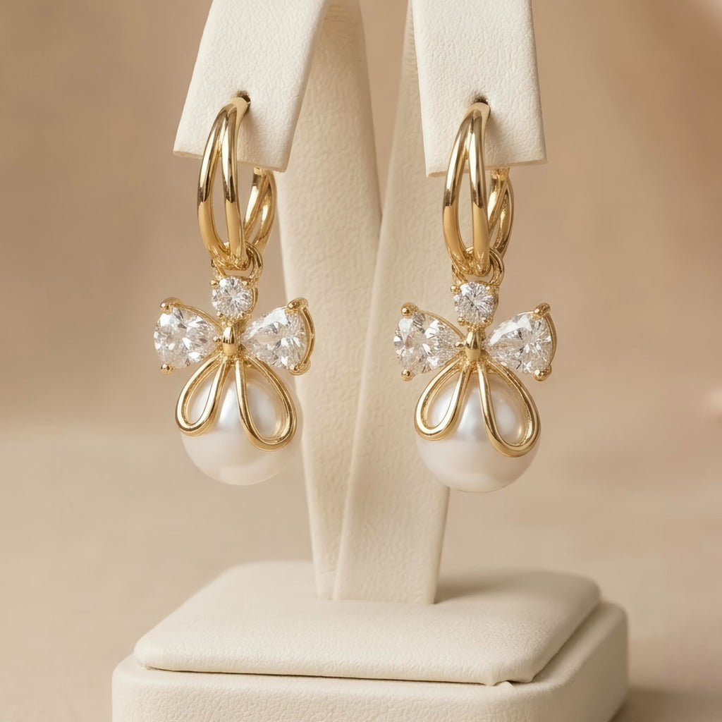 Coquette Pearl Bow Earrings