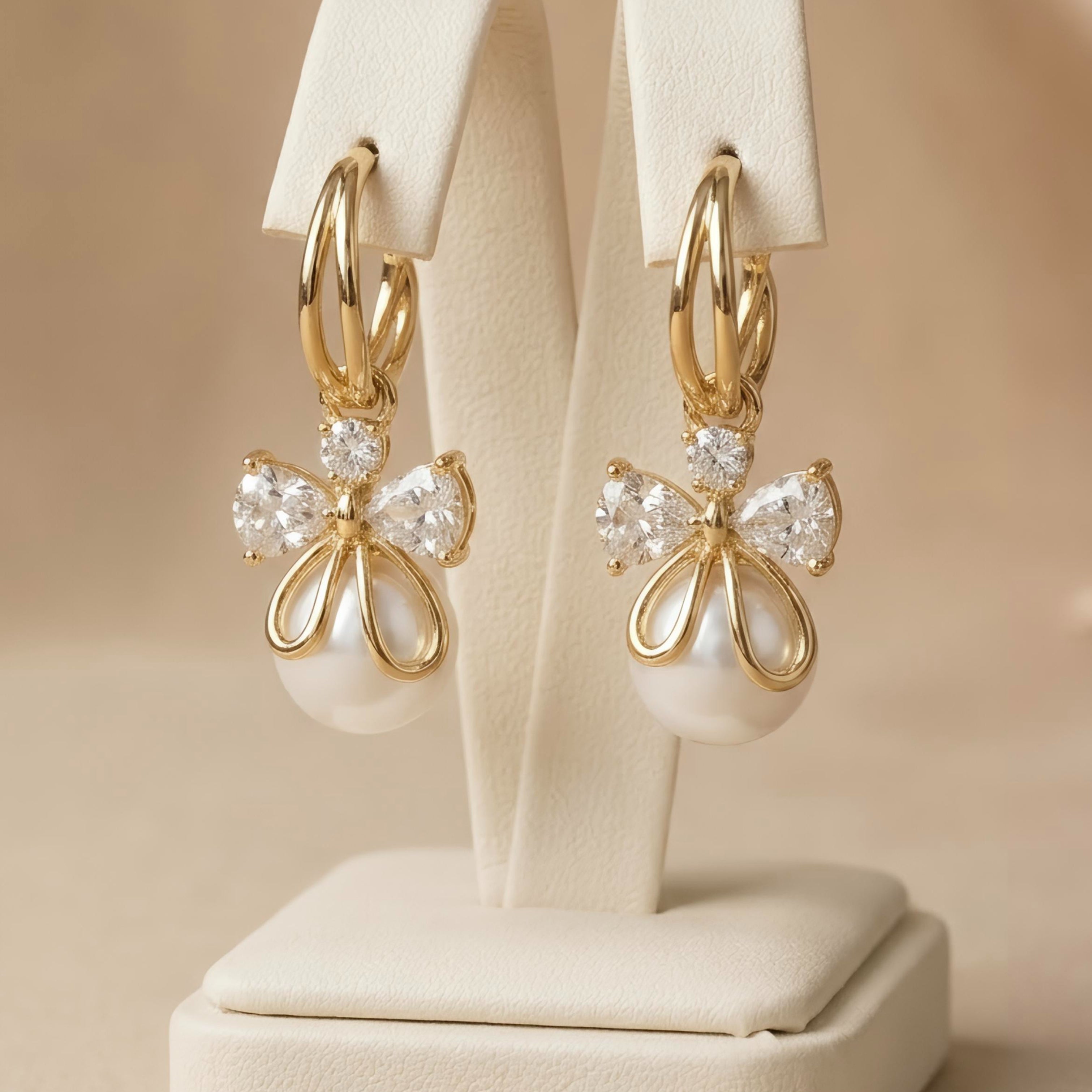 Coquette Pearl Bow Earrings