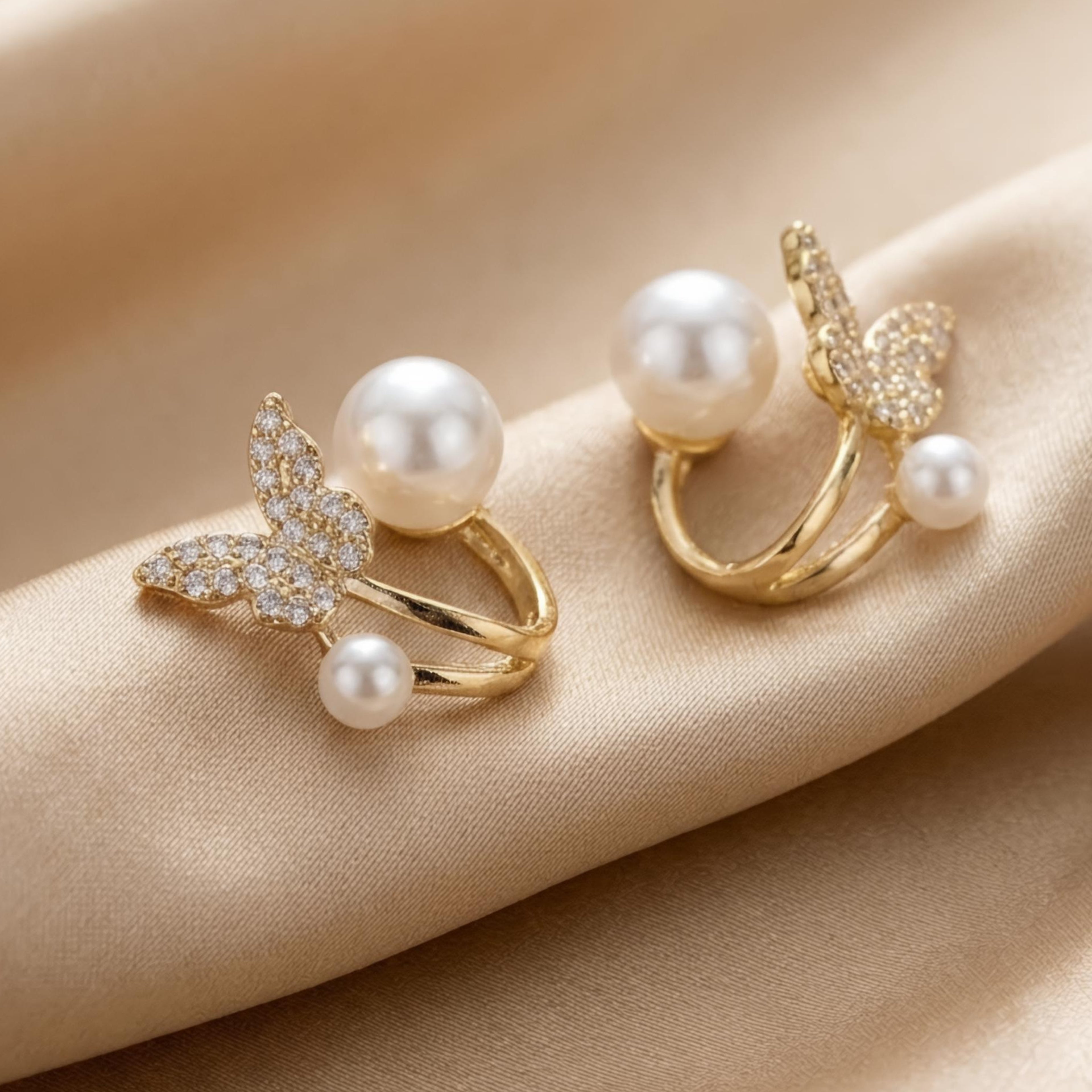Moonlit Butterfly Pearl Earrings