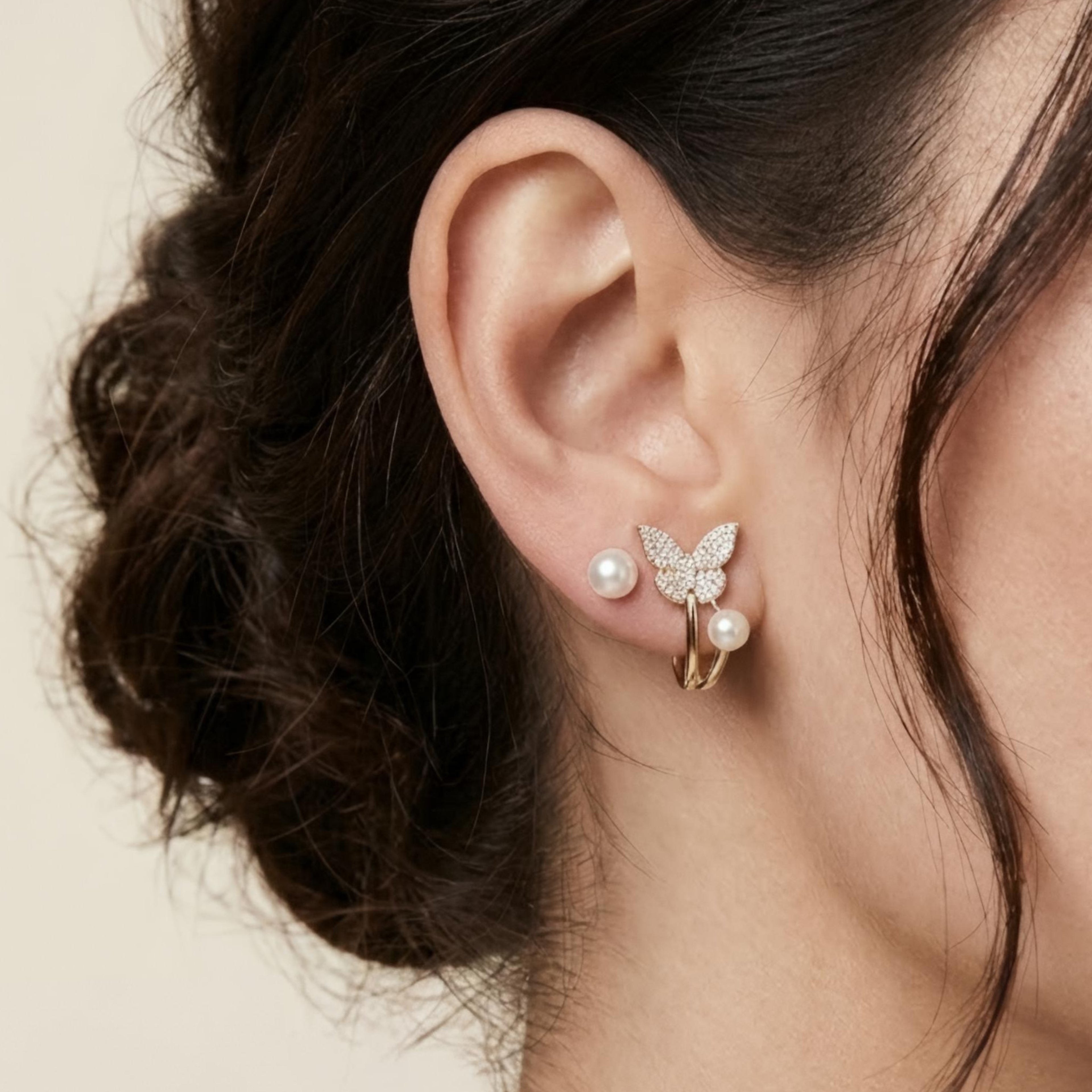Moonlit Butterfly Pearl Earrings