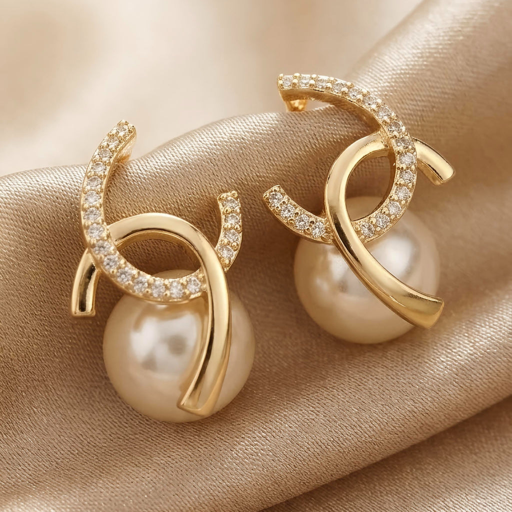 Aurora Gold Pearl Stud Earrings