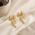Golden Twisted Bow Drop Earrings