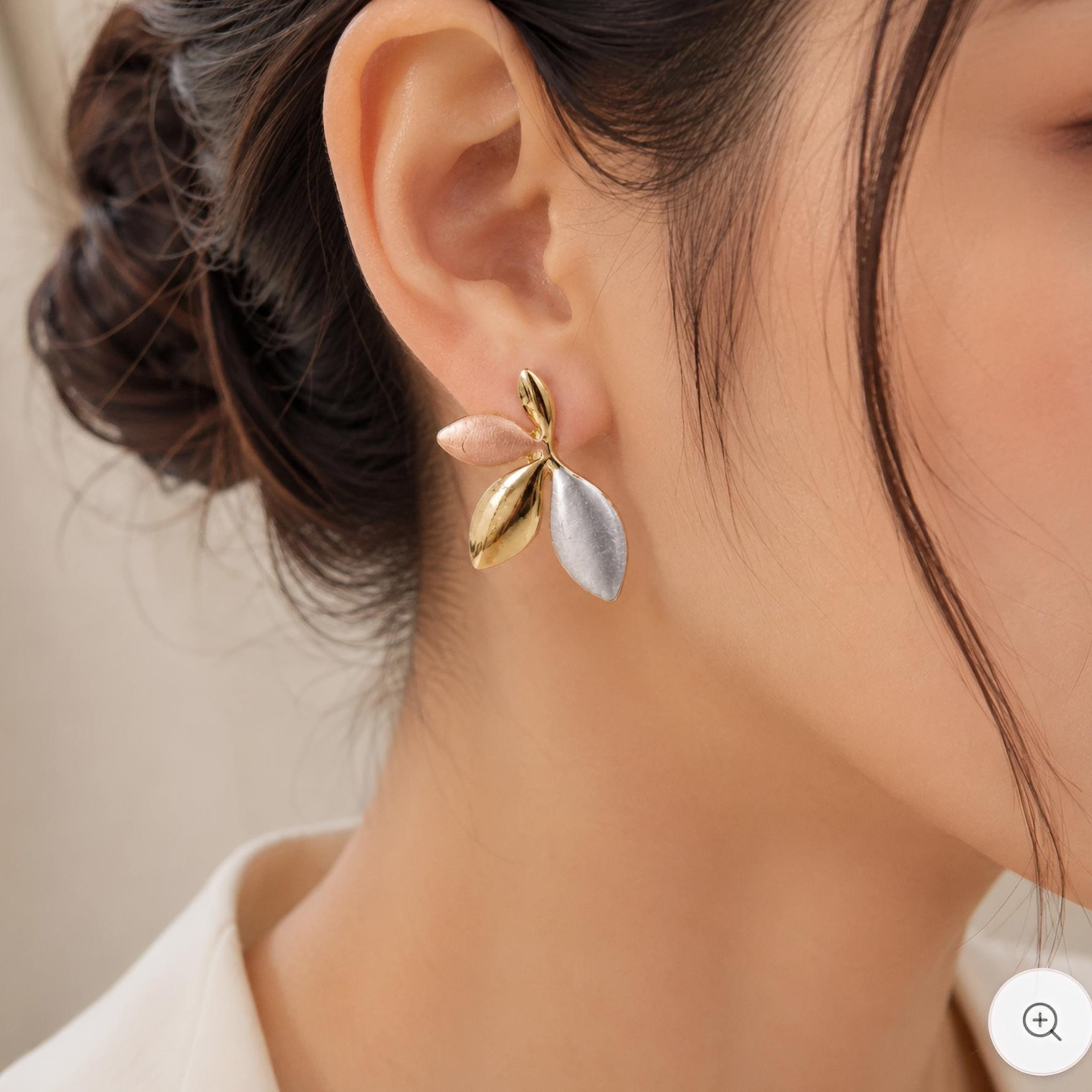 Tri-Color Leaf Dangle Earrings